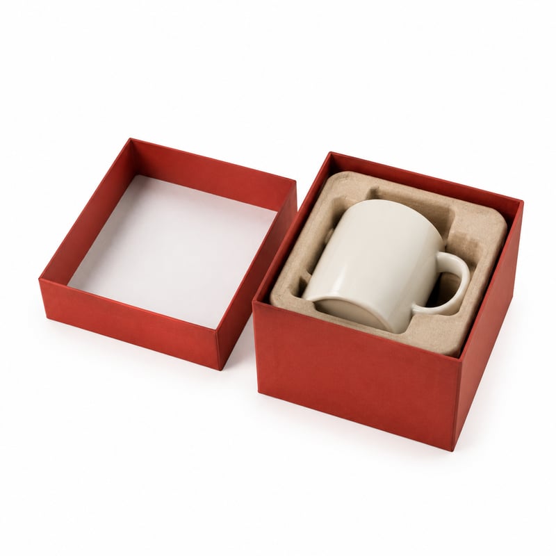 Pudełko z wieczkiem i spodem na kubek ceramiczny
